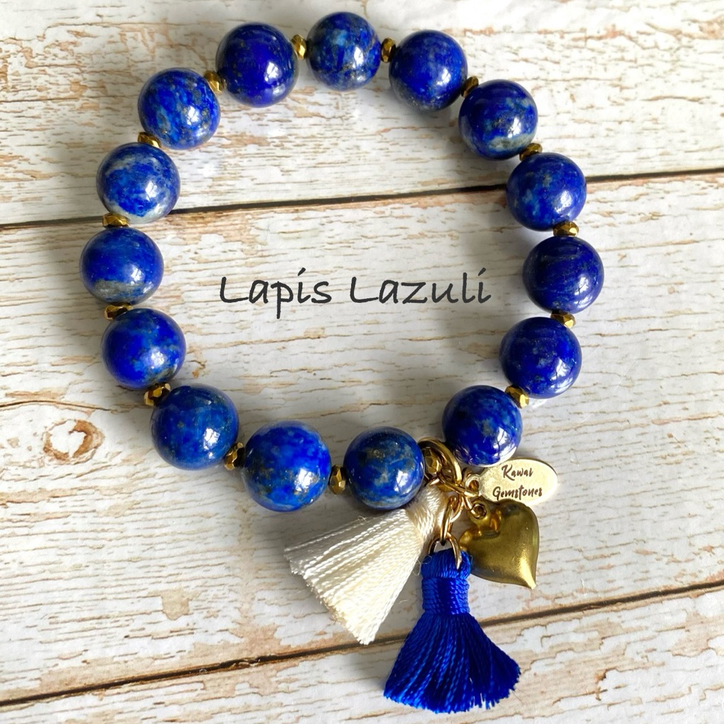 Lapis Lazuli Bracelet With Tassel Charms